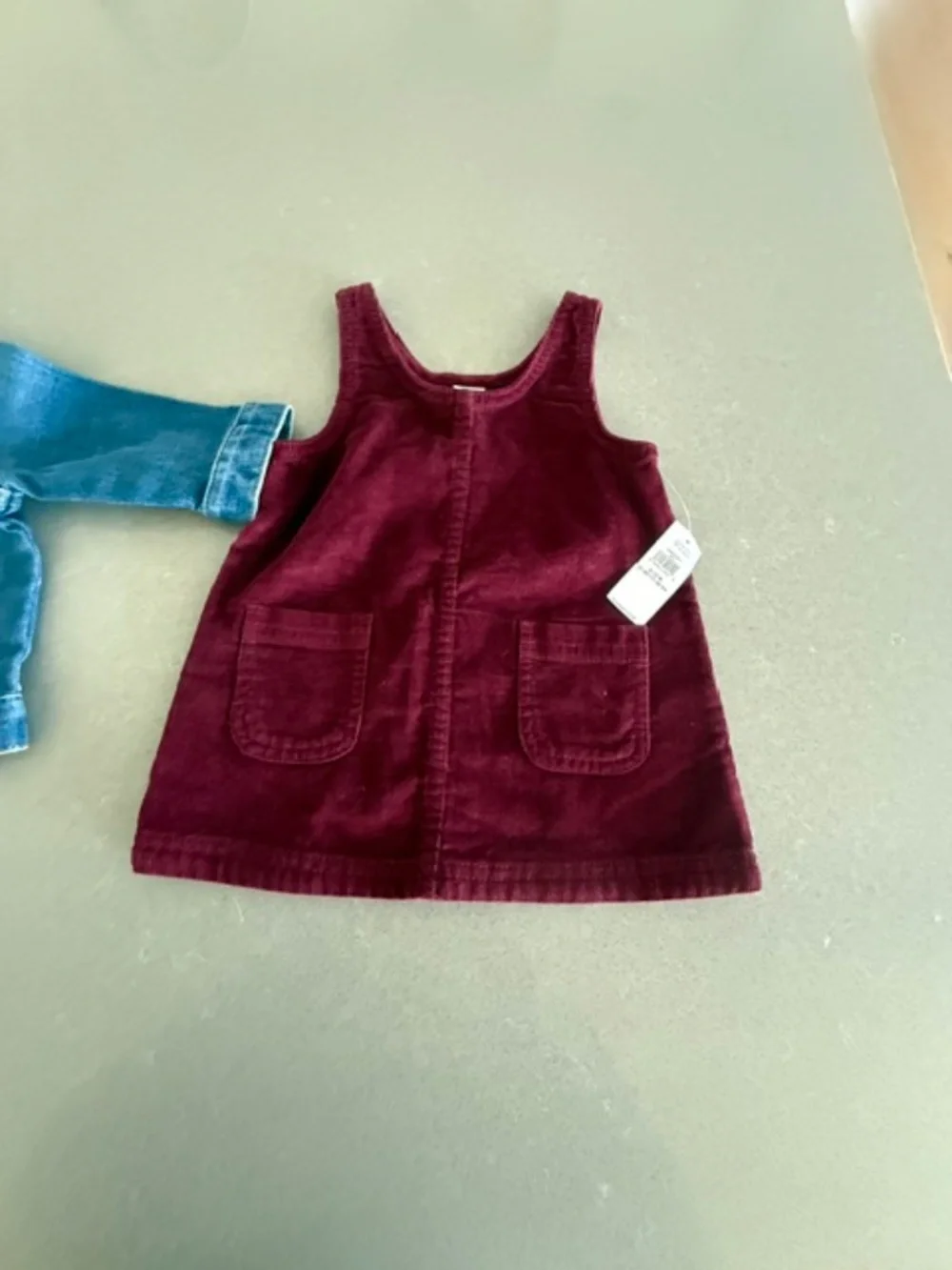 NWT/NWOT Baby Old Navy 6-12M Dark Wash Denim Jean Jacket & Maroon Dress